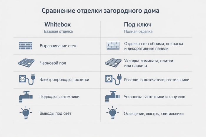 Сравнение отделок Whitebox или «под ключ»